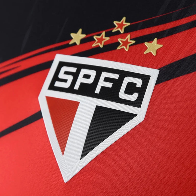 Lançamento Camisa São Paulo Goleiro Masculina Preto+Vermelho - 25/26