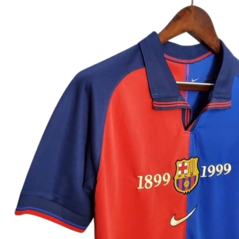 Camisa Barcelona 100 Anos Retrô 1999 Azul e Grená - Nike