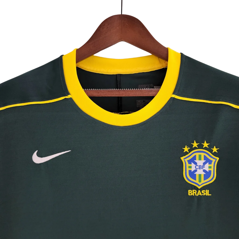 Camisa Masculina Seleção Brasileira Retrô Goleiro Verde Escuro 1998