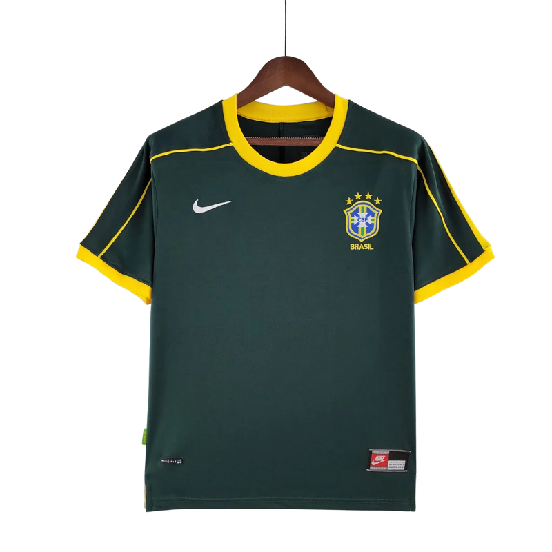 Camisa Masculina Seleção Brasileira Retrô Goleiro Verde Escuro 1998